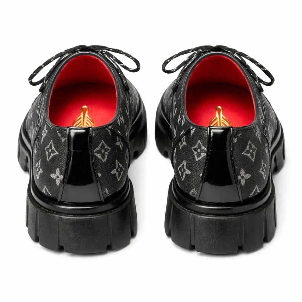 Mens Glossy Lace Up Casual Platform Shoes